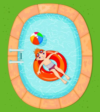 cute boy on a red lifesaver