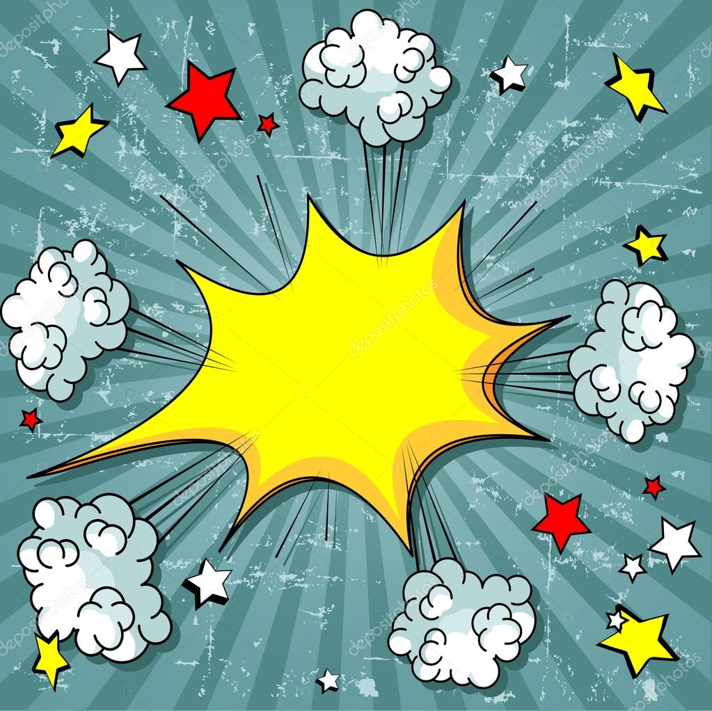 Illustration of elements exploding of comic book