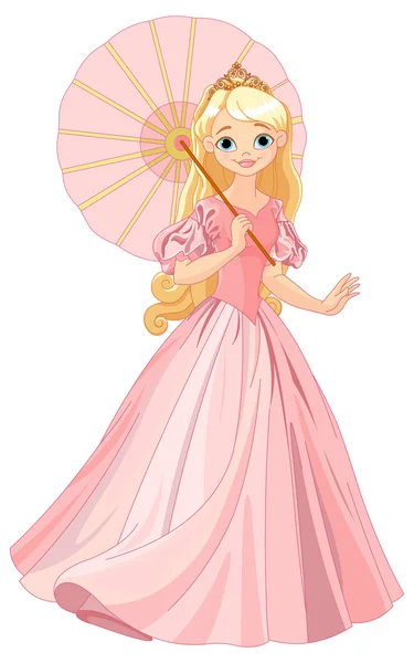 Hermosa princesa con paraguas — Vector de stock