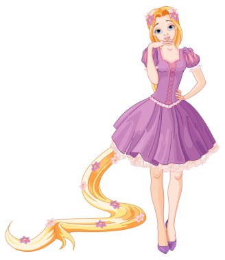 Rapunzel gibi giyinmiş kız