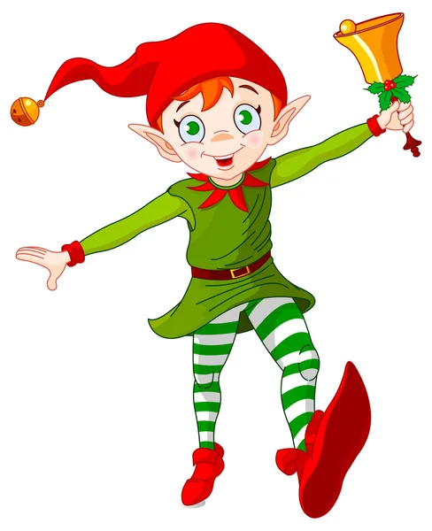 Christmas elf i bell — Stock vektor