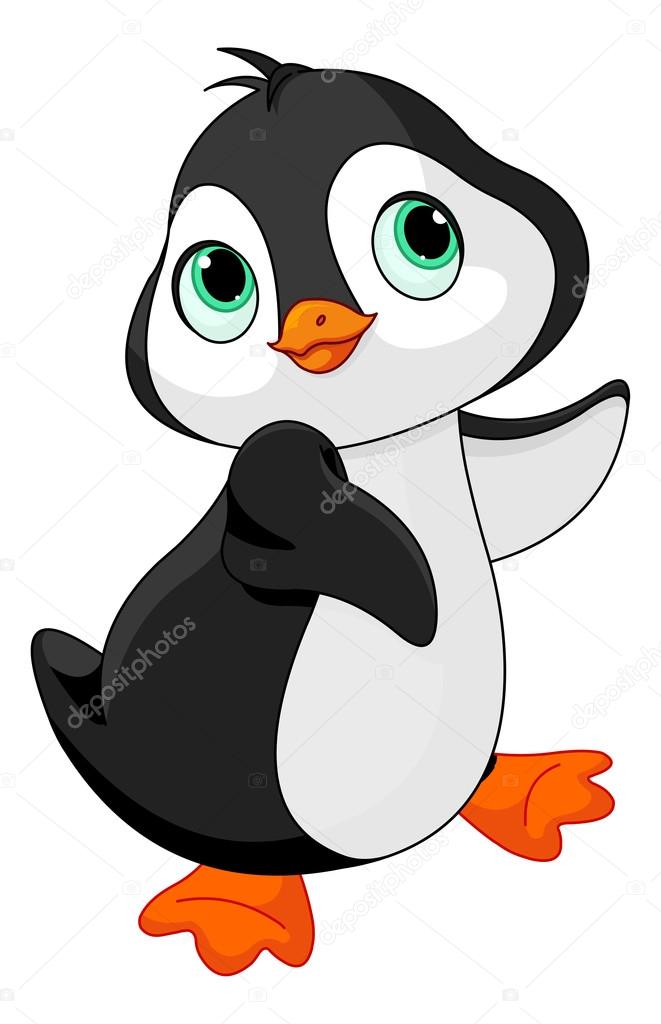Vector illustration of dancing baby penguin