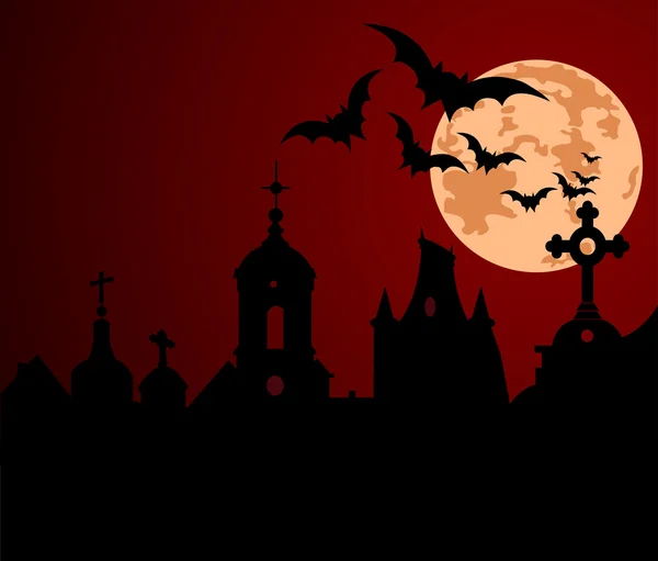 Nuit d'Halloween en ville — Image vectorielle