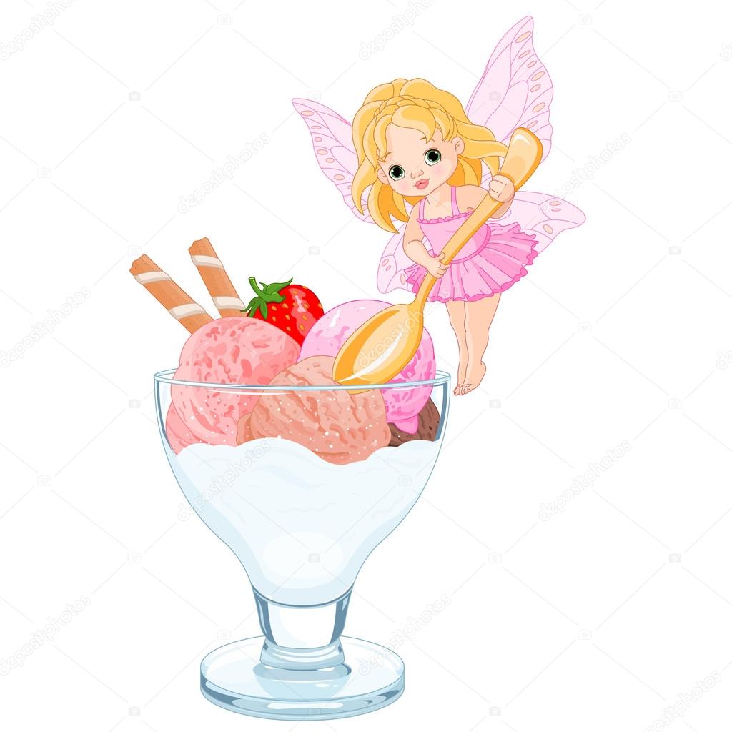 Vector illustration of ice cream fairy