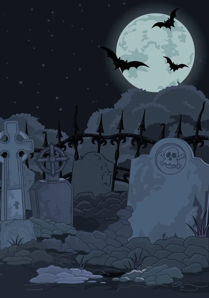 Ночное готическое кладбище — стоковый вектор