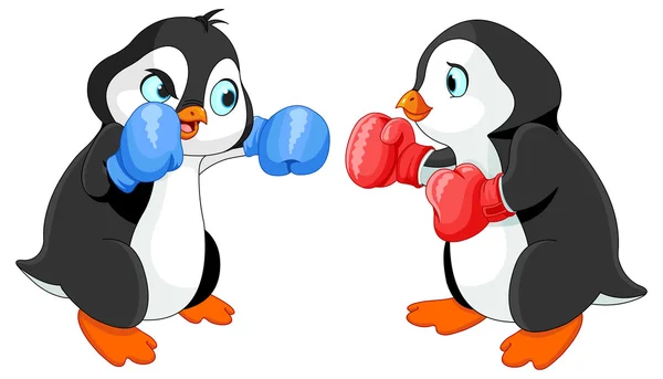 Pingüinos lindos boxeo — Archivo Imágenes Vectoriales