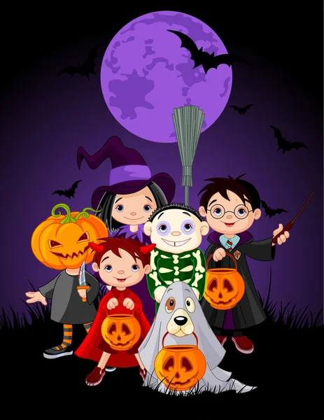 Children trick or treating — Stock Vector