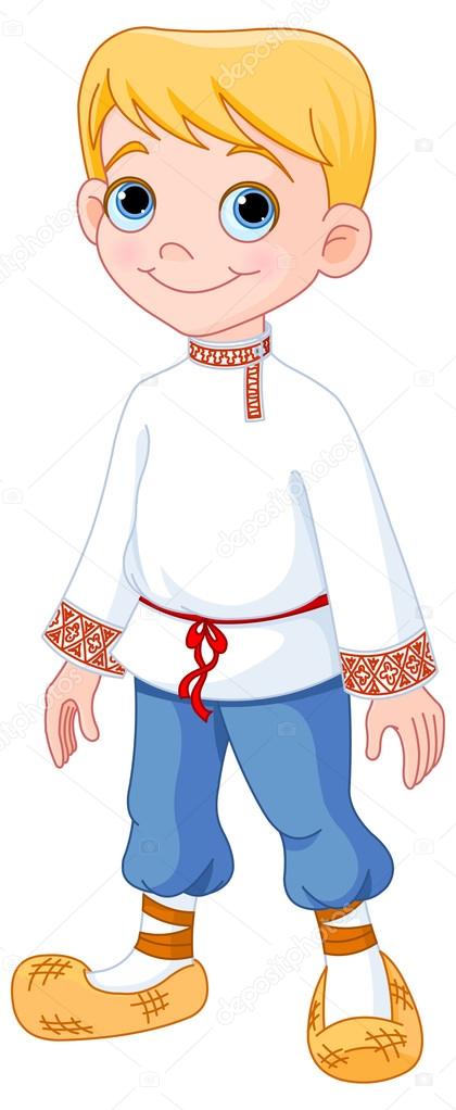 vector illustration of cute boy dressed in Russian national costume