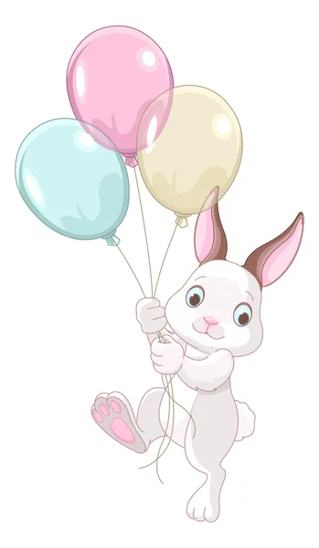 Bunny holds of colored balloons — Stock Vector