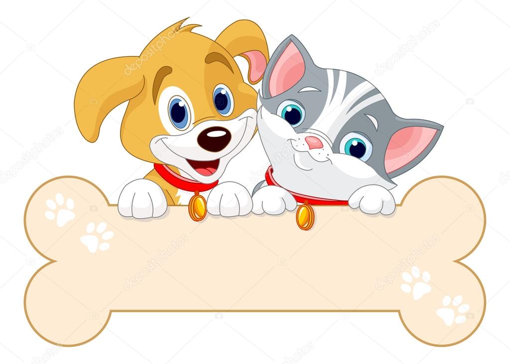 Cat and dog are holding sign (add your own message)