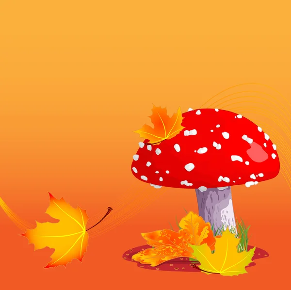 鹅膏菌秋季背景 — 图库矢量图片