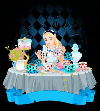 Alice pours tea clipart