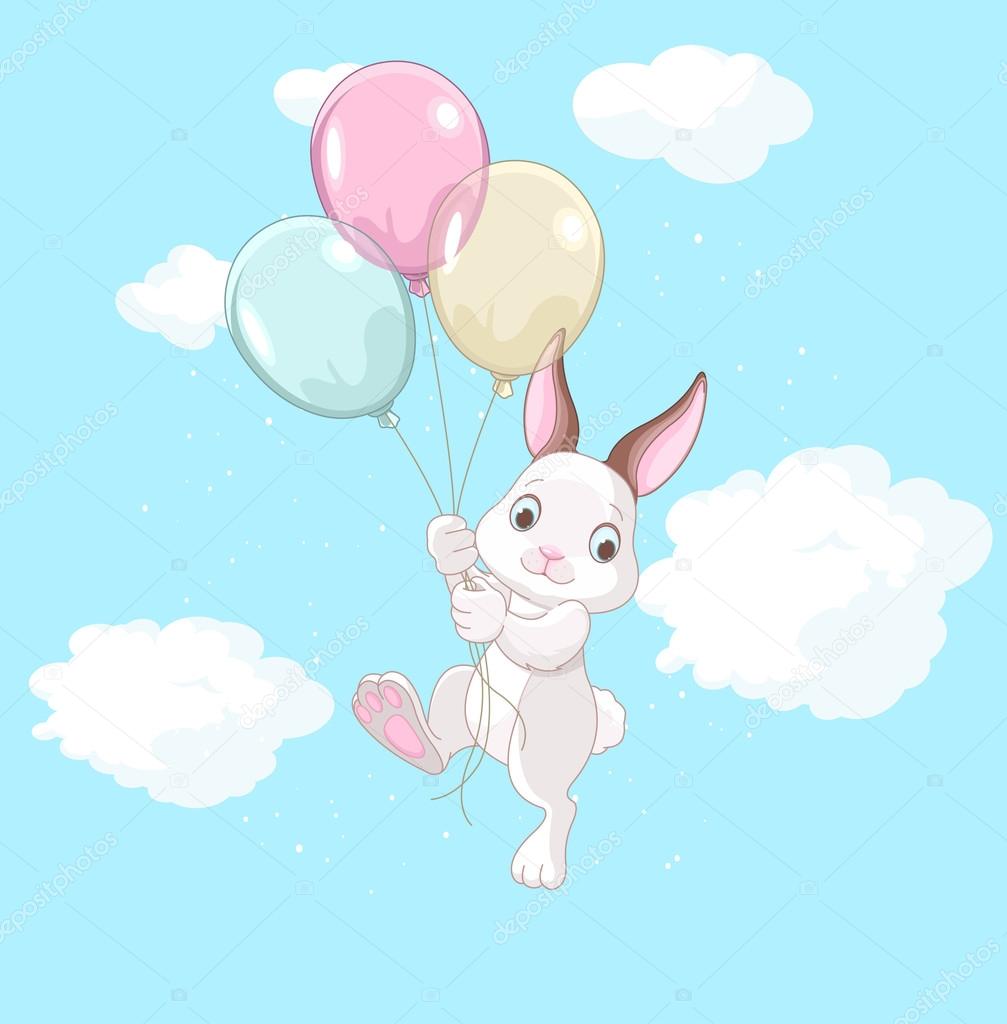 Cute bunny with balloons Stock Vector by ©Dazdraperma 90617220