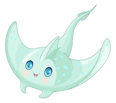 beyaz üzerine şirin stingray
