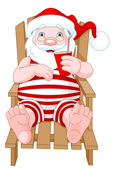 Santa Claus en la playa — Vector de stock