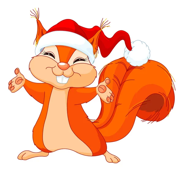 Cute Christmas squirrel — Stock Vector