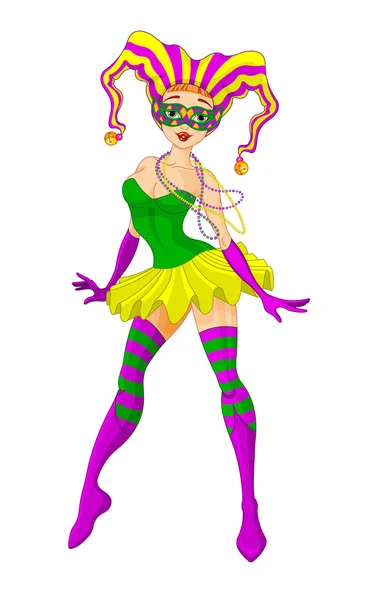 Mardi gras harlequin dame — Stockvector