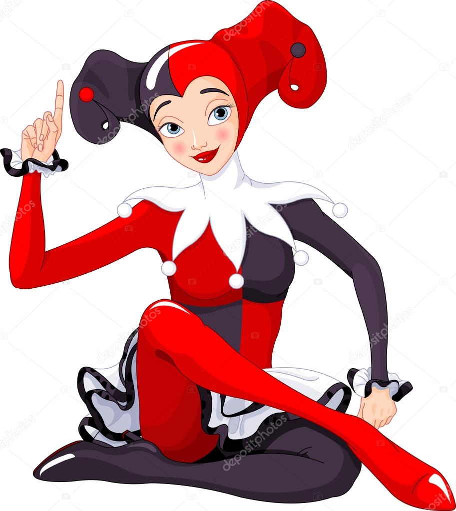 Vector illustration of joker lady