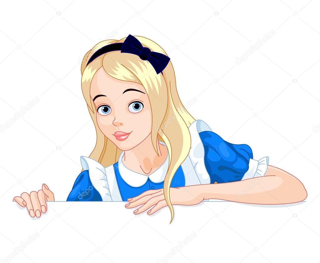 Vector illustration of Alice Holds Sign