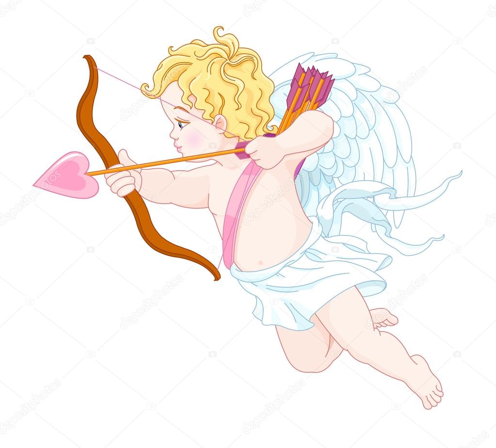 Vector illustration of cute angel shooting