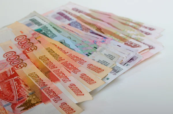 Cash Russian ruble different denominations. — Stock Photo, Image