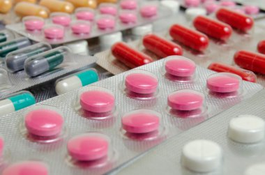 Tıbbi ürünler yakın çekim.