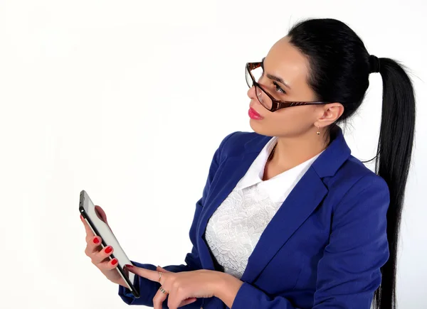 Beautiful, business woman with the tablet. — Stock Photo, Image
