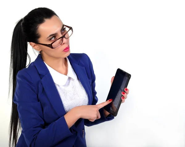 Beautiful, business woman with the tablet. — Stock Photo, Image
