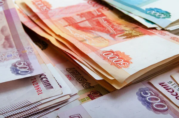 Rubli rosyjskich gotówki. — Zdjęcie stockowe
