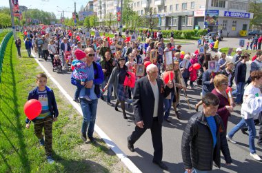 Novocheboksarsk, Rusya - 9 Mayıs 2016: Zafer Da kutlama