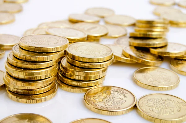 Coins from yellow metal. — Stock Photo, Image