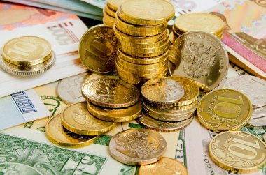 Coins and banknotes.