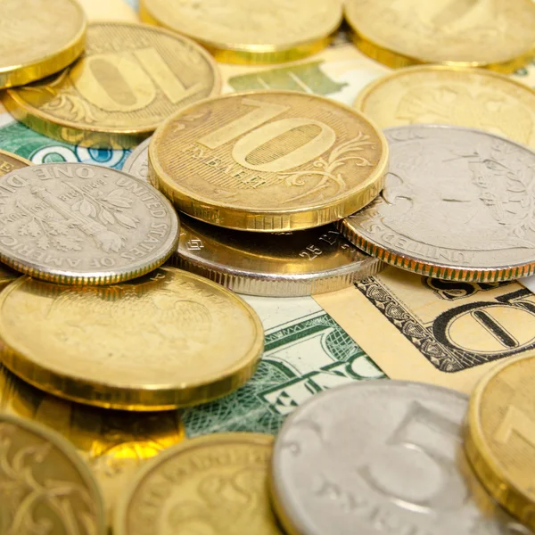 Coins and banknotes. — Stock Photo, Image