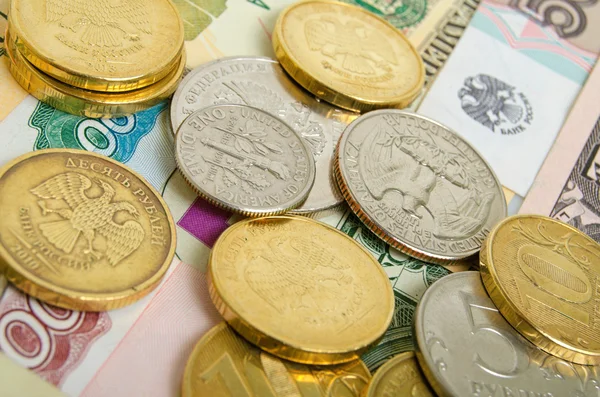 Coins and banknotes. — Stock Photo, Image