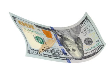 beyaz zemin üzerinde 100 dolar.
