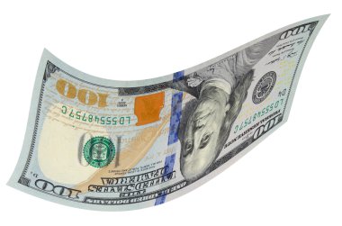 beyaz zemin üzerinde 100 dolar.