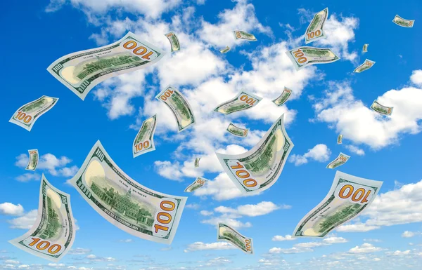 Pengar som faller från himlen. — Stockfoto