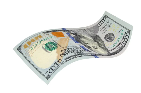 One hundred dollars on a white background. — Stock Photo, Image