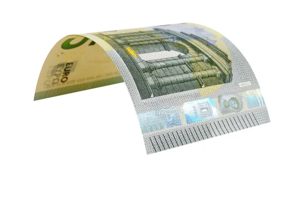 Billete de cinco euros aislado sobre fondo blanco . —  Fotos de Stock