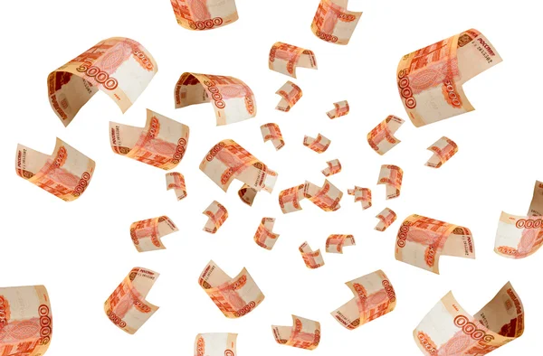 Rubles fall out of the air. — Stock Photo, Image