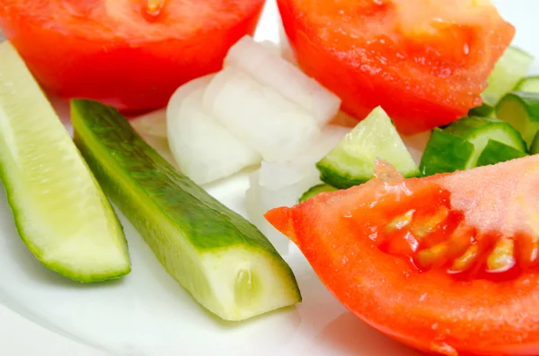 Tomato and cucumber - a recipe. — Stock Photo, Image