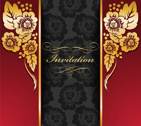 Belle invitation rouge-noir — Image vectorielle