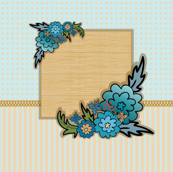 Quadro com flores azuis — Vetor de Stock