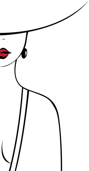 La silueta de la mujer con labios brillantes — Vector de stock