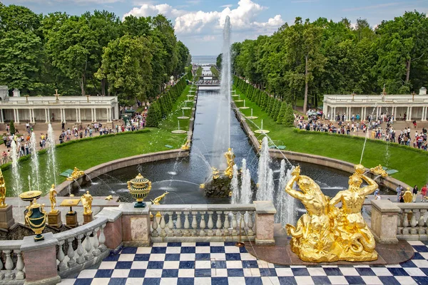 Rusland Petersburg Peterhof Juli 2016 Grand Cascade Fonteinen Peterhof Palace — Stockfoto