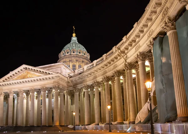 Kazan Cattedrale Una Delle Più Grandi Chiese San Pietroburgo Illuminazione — Foto Stock
