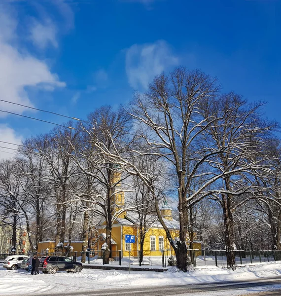 Letonya Riga Şubat 2021 Riga Letonya Güneşli Bir Kış Gününde — Stok fotoğraf