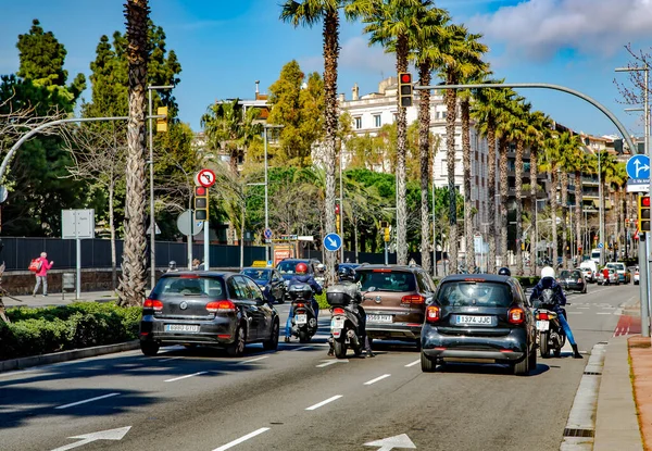 Spain Barcelona March 2021 Transport Traffic Diagonal Avenue Good Urban — Stock Photo, Image