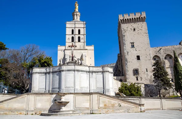 Palais Des Papes Dominates Avignon City Surrounding Remparts Remains 12Th — Stock Photo, Image