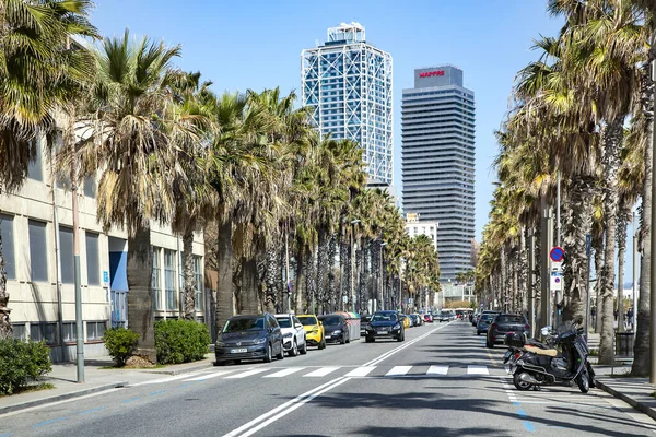 Spanien Barcelona März 2021 Der Stadtverkehr Auf Der Barceloneta Ist — Stockfoto